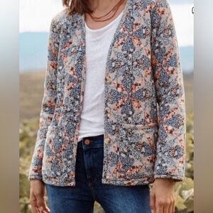 Garnet Hill Organic Cotton Quilted Gauze button-front Jacket size M